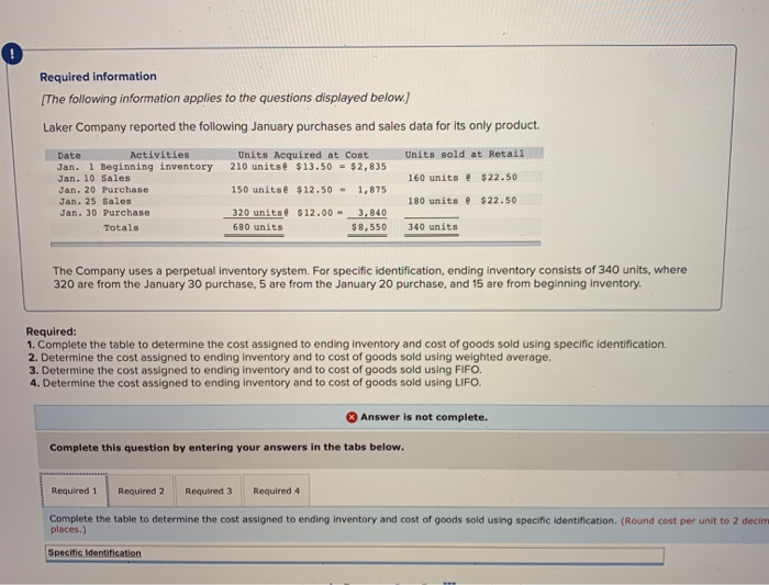 i need help solving this problem! O Required information (The following