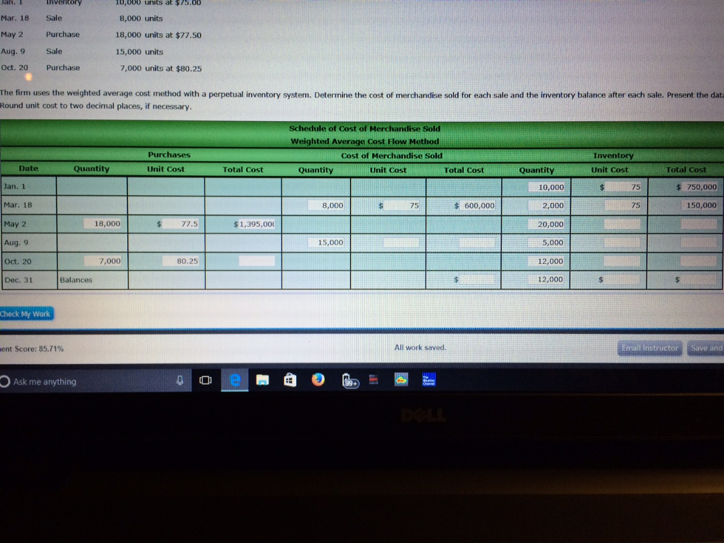 Inventory System The following units of a particular item were available for