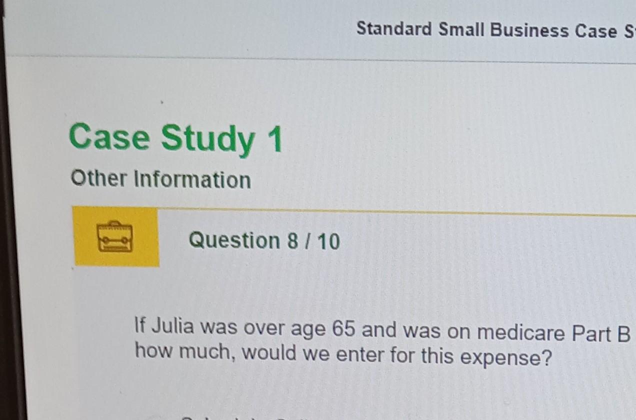  Standard Small Business Case S Case Study 1 Other Information Question