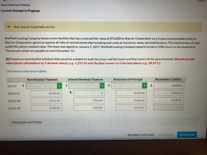  Show Attempt History Current Attempt in Progress -Your answer is partially