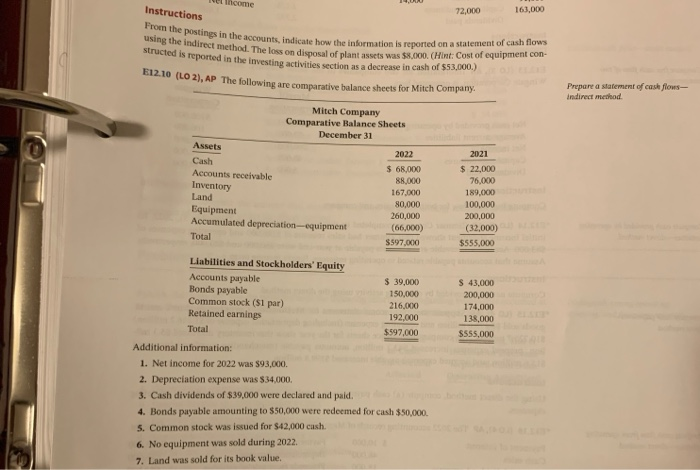  complete all oarts using excel Tethcome 72,000 161,000 Instructions From the