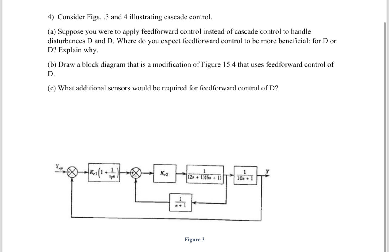  Consider Figs. 3 and 4 illustrating cascade control. (a) Suppose you