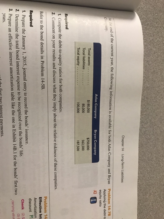  Problem 14-7B Chapter 14 Long-Term Liabilities end of the current year,