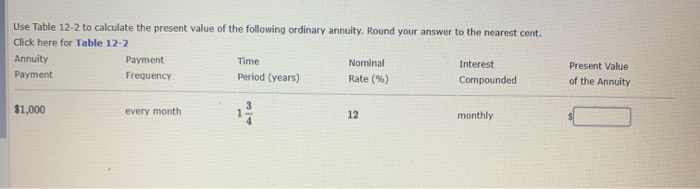 value of the following ordinary annuity. Round your answer to the nearest