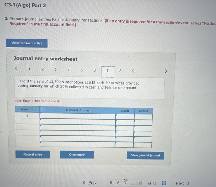 Expense. The following transactions occurred during the January month: a. Received $71,750