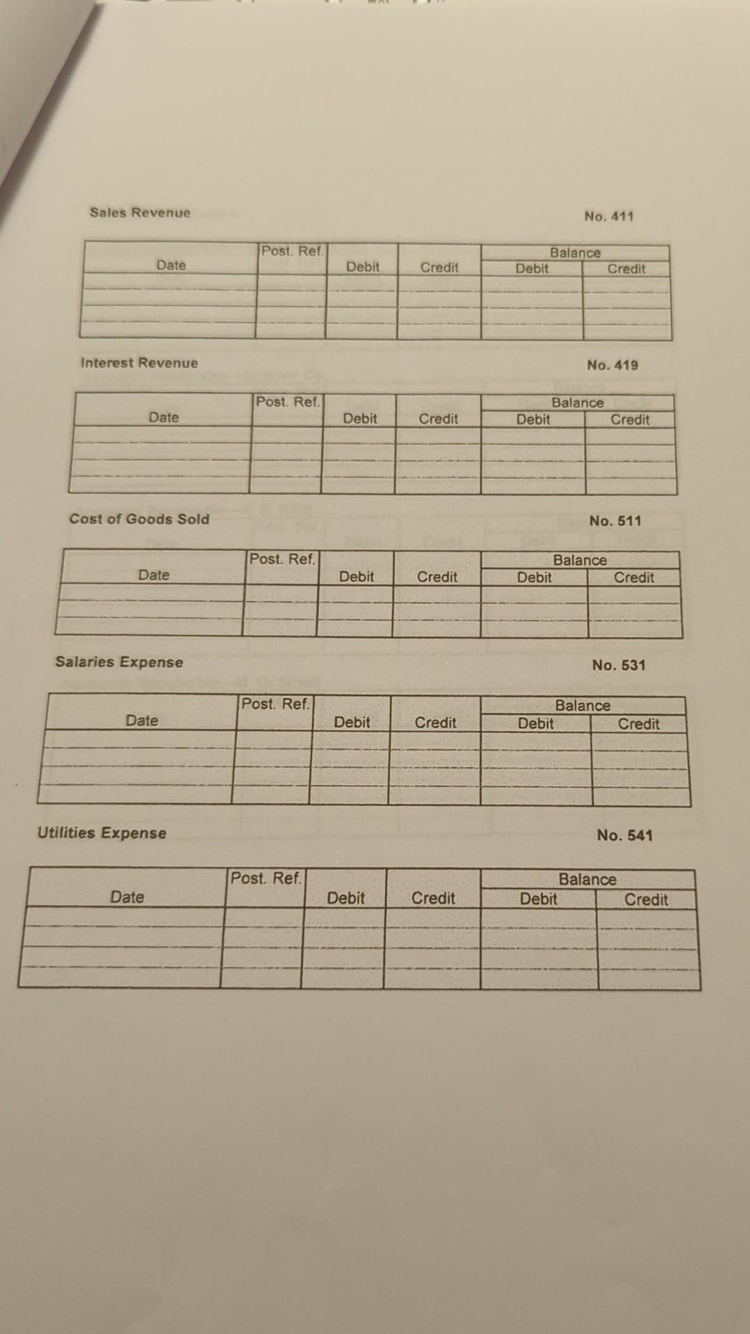 have normal balances. 2. Open four-column accounts in the subsidiary ledgers with