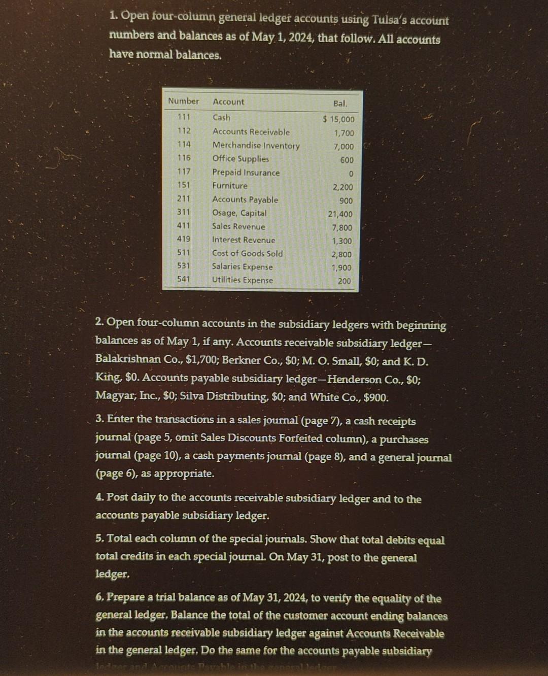 and a general journal (page 6), as appropriate. 4. Post daily to