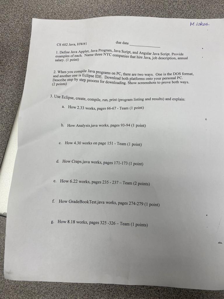  1. Define Java Applet, Java Program, Java Script, and Angular Java