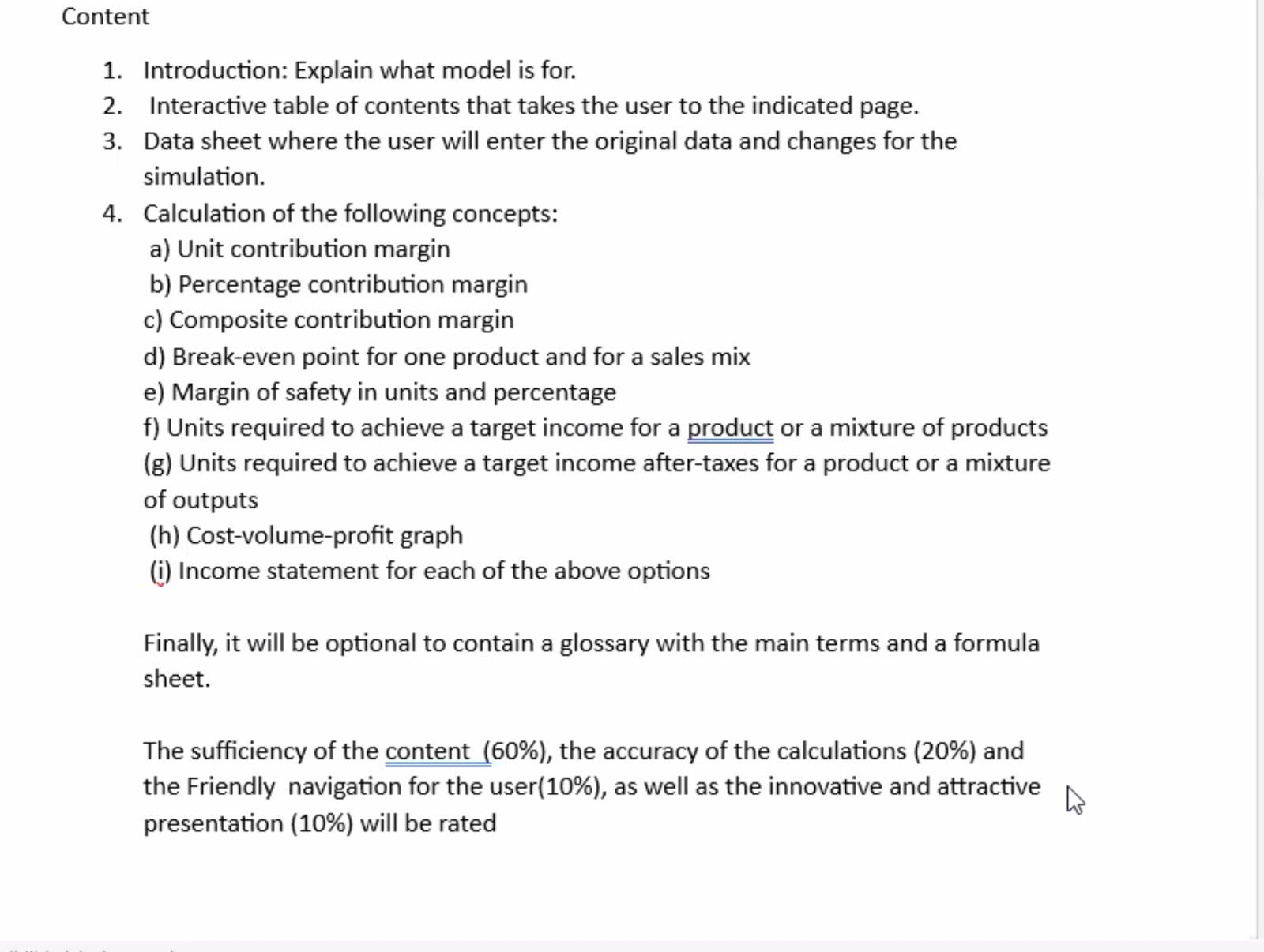  Content Introduction: Explain what model is for. Interactive table of contents