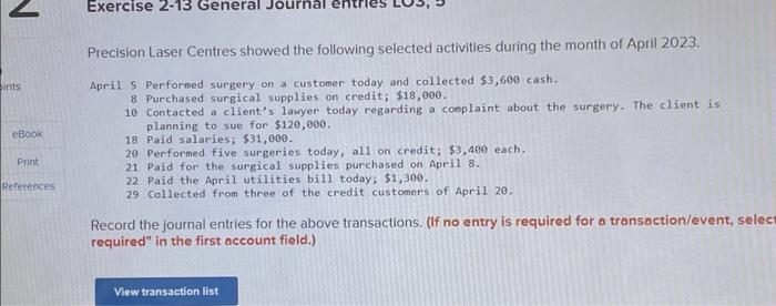  ints eBook Print References Exercise 2-13 General nal Precision Laser Centres