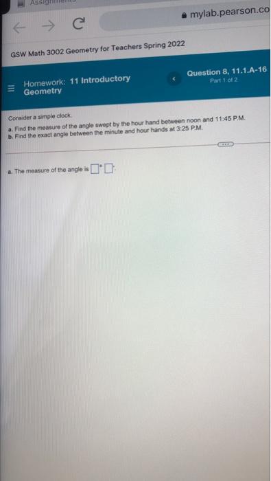 Geometry Question 8, 11.1.A-16 Part 1 of 2 Consider a simple cock
