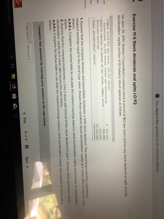  0 You skipped this question in the previous attempt Exercise 11-5