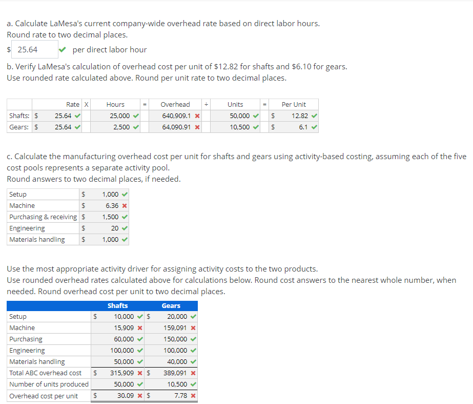 be great. Product Costing: Company-wide Overhead Versus ABC LaMesa produces machine parts