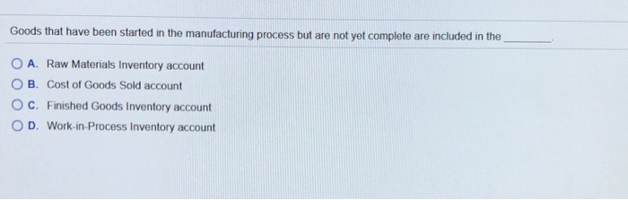  Goods that have been started in the manufacturing process but are