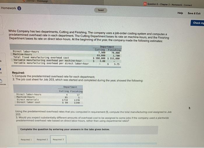  M Question 6 - Chapter 3 - Homework Connect -Homework Seved