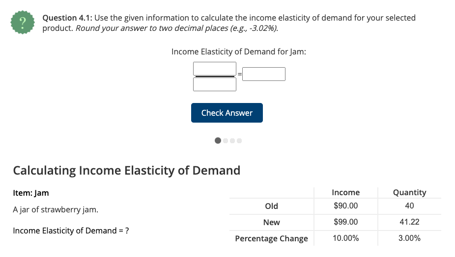 please solve ? Question 4.1: Use the given information to calculate the