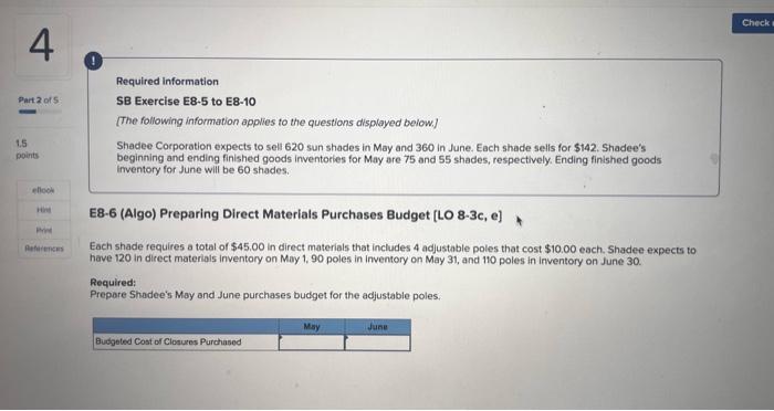 Required information SB Exercise E8-5 to E8-10 [The following information applies
