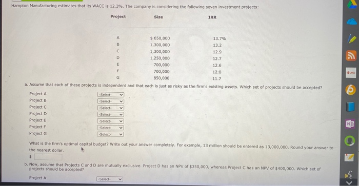  what is A,b, and c ? Hampton Manufacturing estimates that its