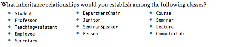 Java Please answer the following question accurately: What inheritance relationships would you