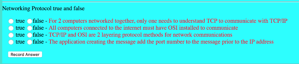  Networking Protocol true and false true true true true false-For 2