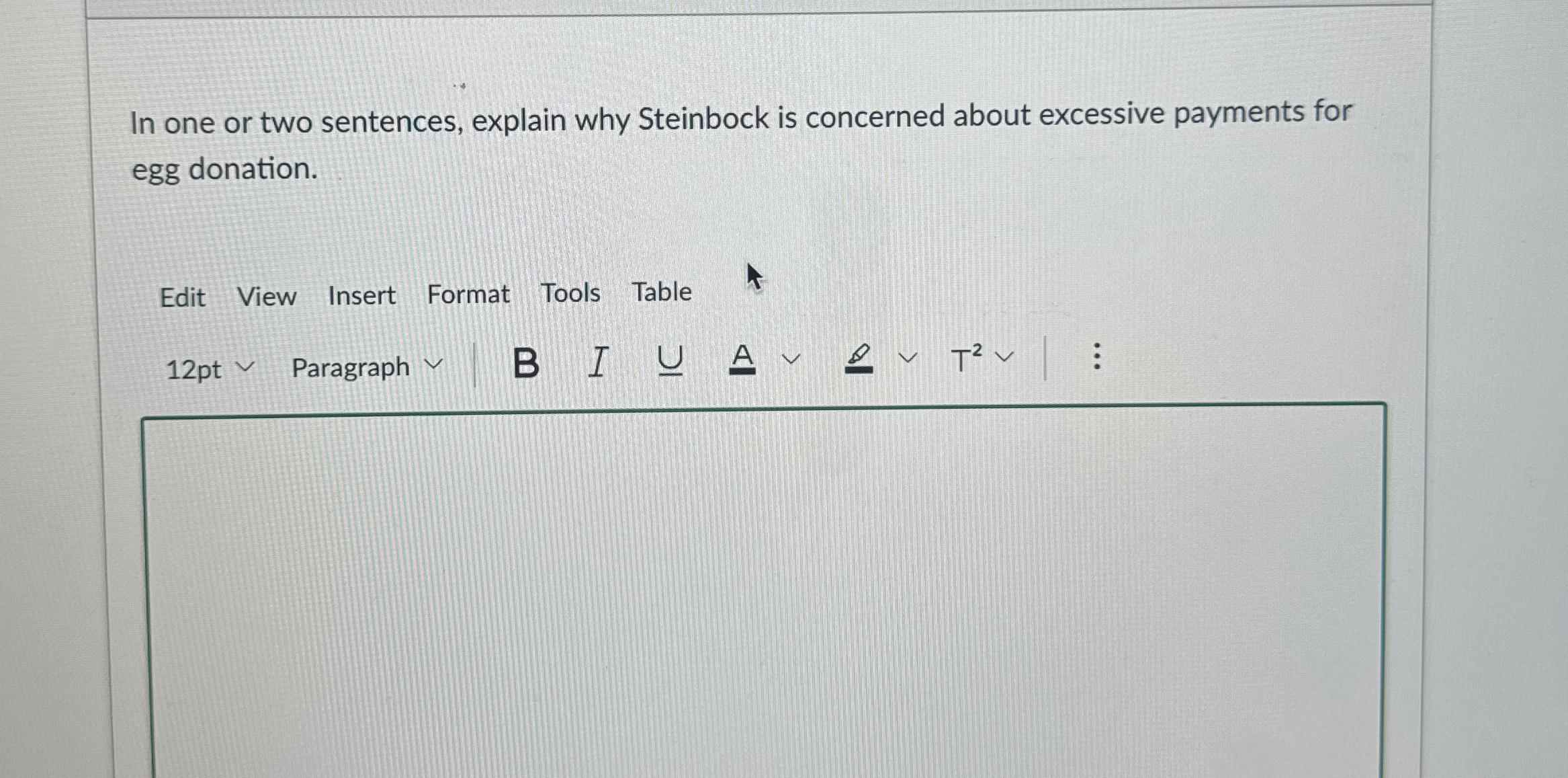  In one or two sentences, explain why Steinbock is concerned about