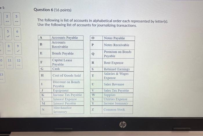  e 1: Question 6 (16 points) 2 3 1 N The