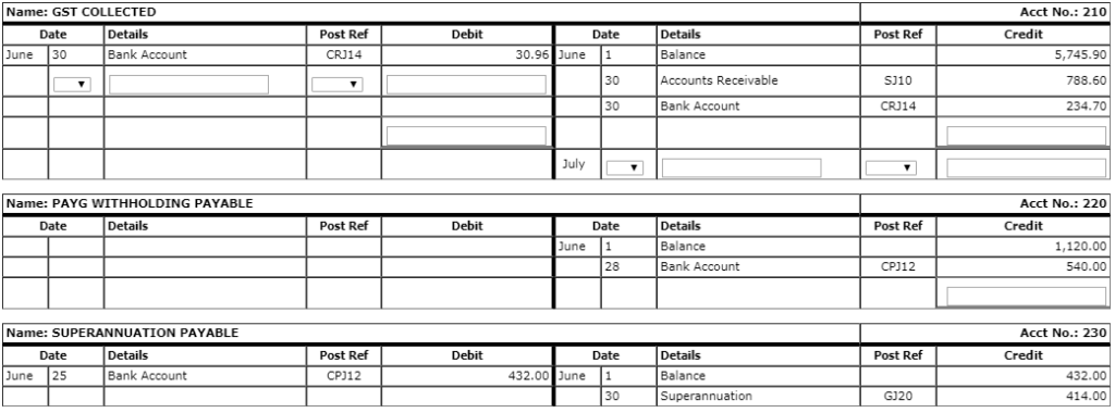 Service Income 410 Lesson Income 20 Discounts Received 430 Freight Collected 40