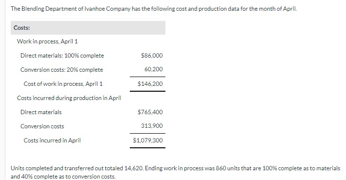 Hello Please help with part C - thank you! The Blending Department