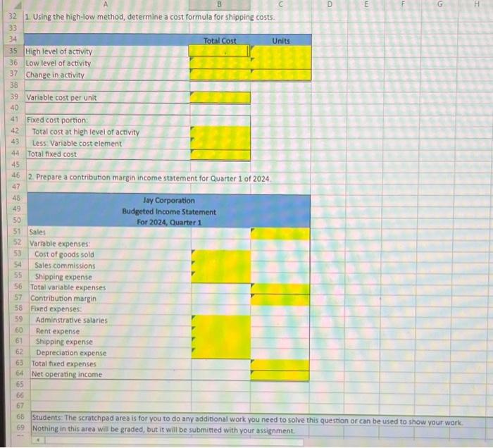 The Controller has asked you to prepare a contribution format income statement.