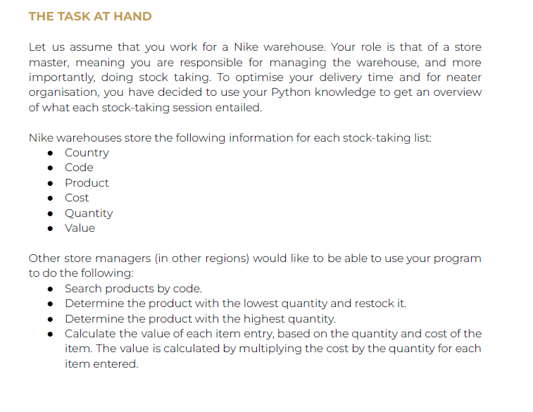 ** Python program Using OOP to create a 'real-life' solution ** Hi