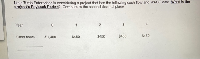  Ninja Turtle Enterprises is considering a project that has the following