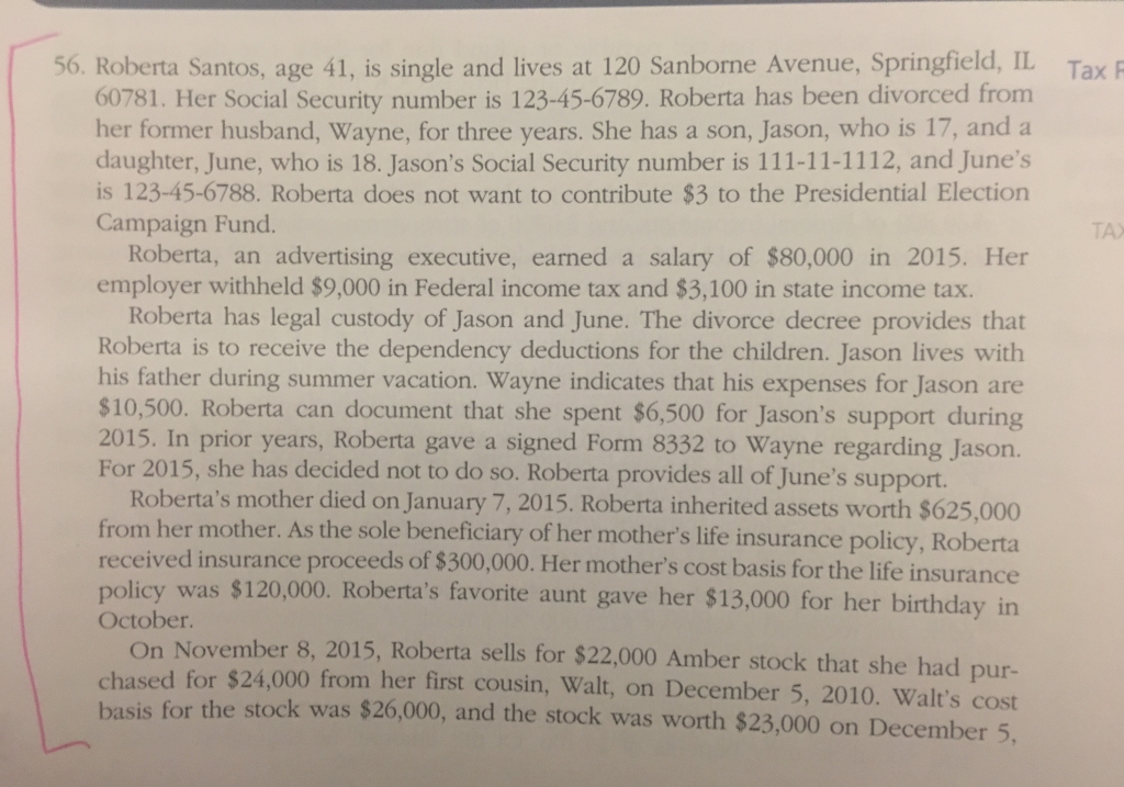 Please help me complete the tax return forms 2015 required for this