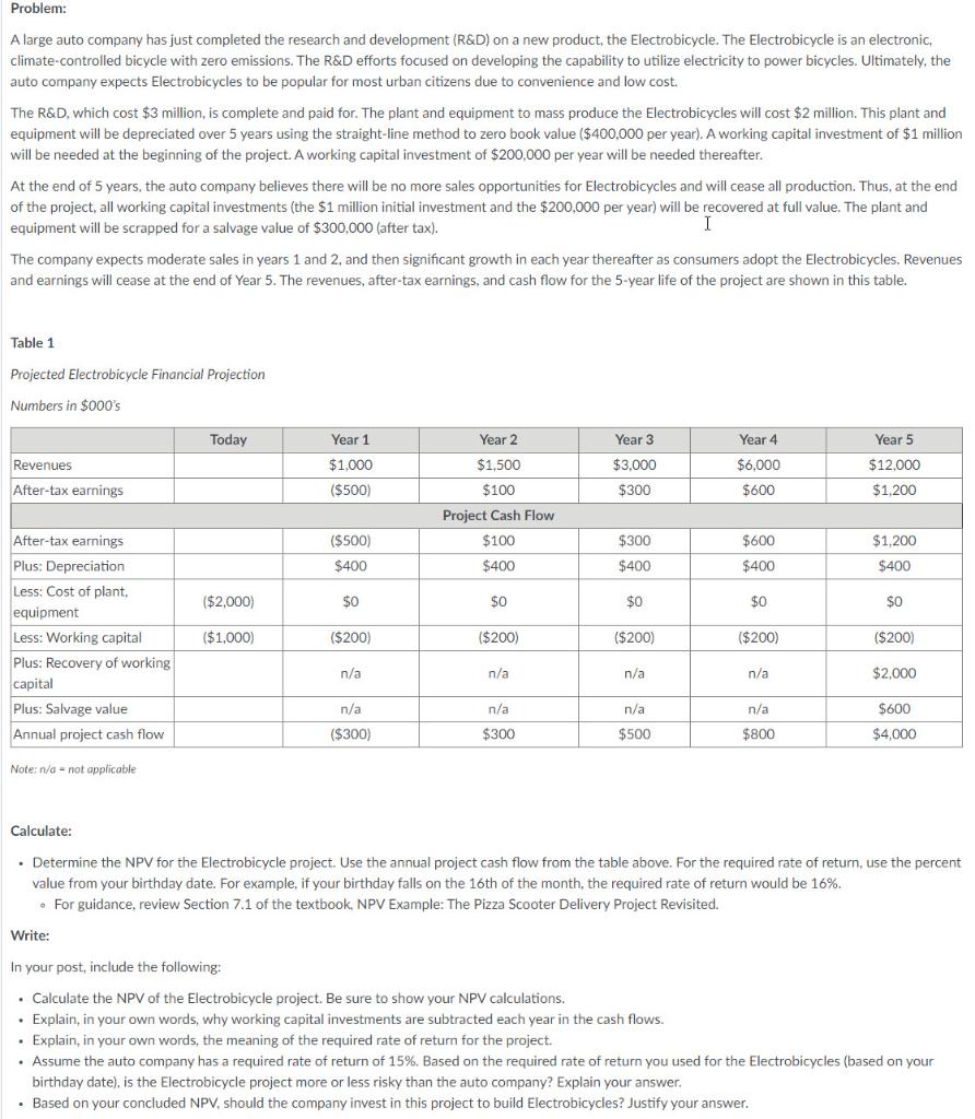  Problem: A large auto company has just completed the research and