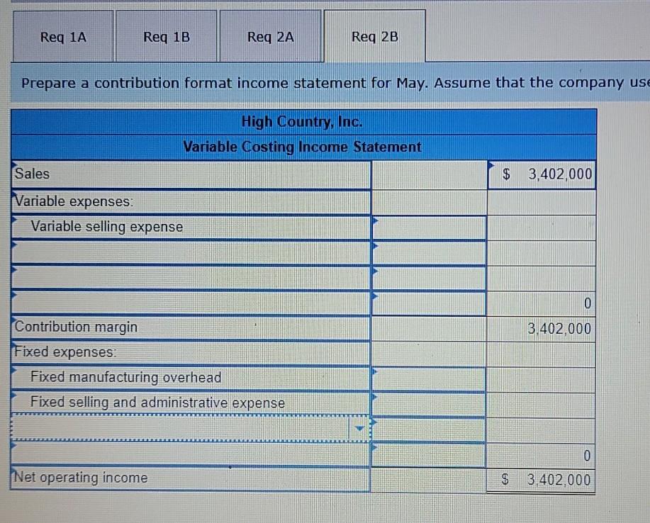 Req 1A Reg 1B Req 2A Reg 2B Prepare a contribution