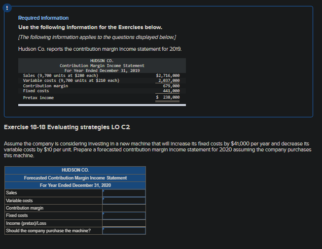 contribution margin Income statement for 2019. HUDSON CO. Contribution Margin Income Statement