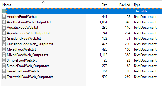 data structure, and identify the relationships between the organisms. Predator-Prey File Format