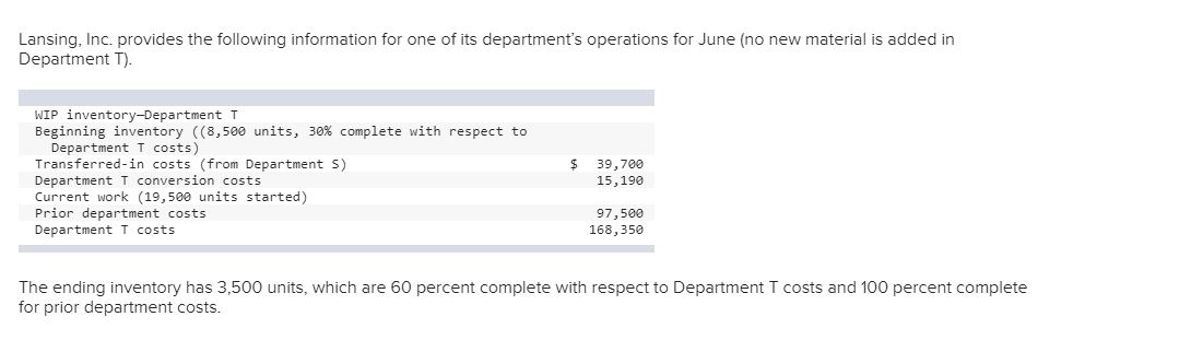 a. Complete the production cost report using the weighted-average method. (Round