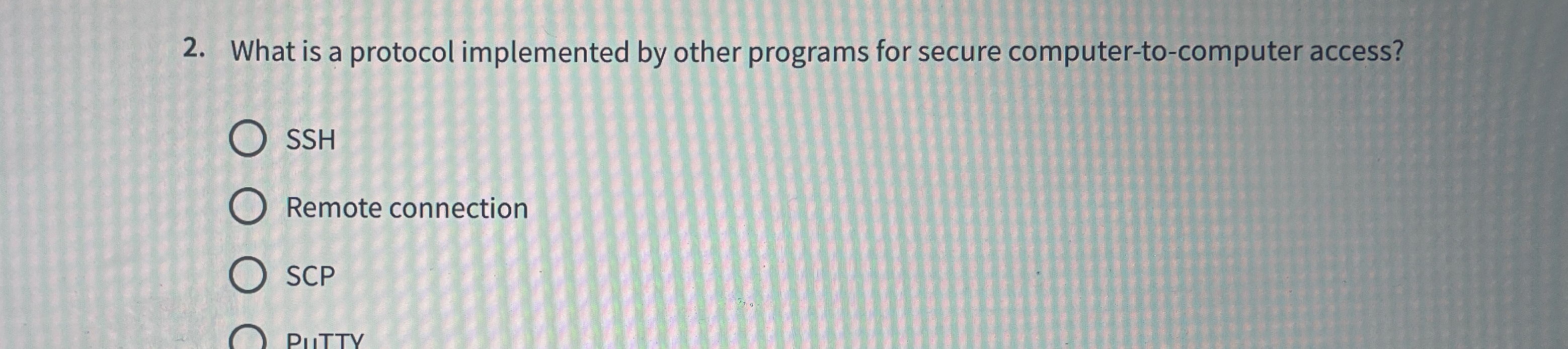  What is a protocol implemented by other programs for secure computer-to-computer