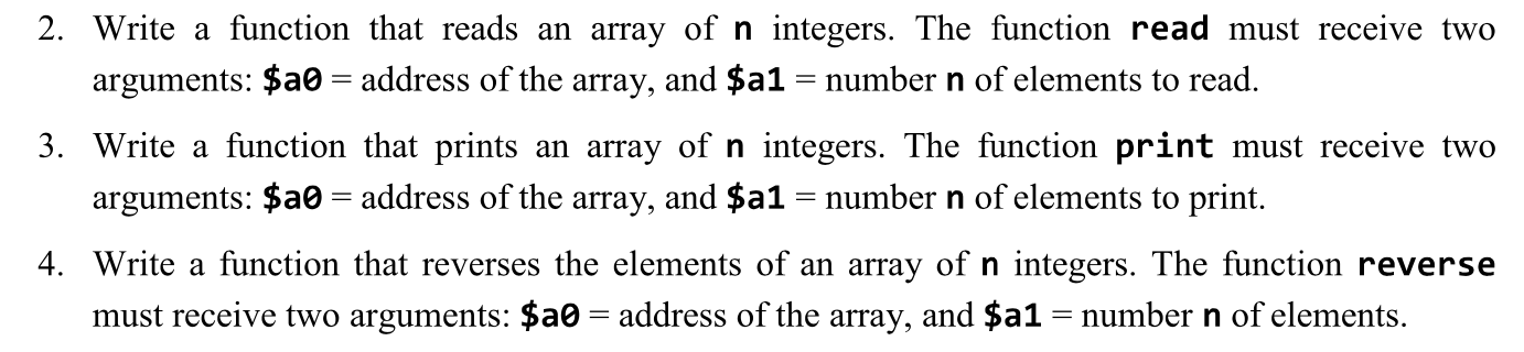  Write a function that reads an array of n integers. The
