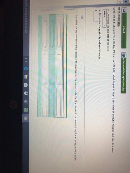  Quick Tire and Lube received a 90-day, 9% note for $72,00,