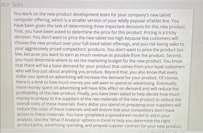 please show formulas used to solve You work on the new product