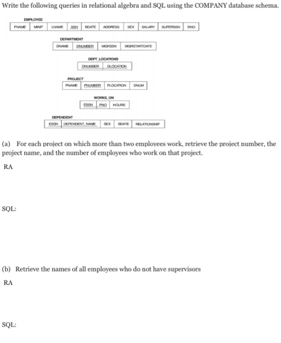  Please I need your help in relational algebra and SQL. Thank