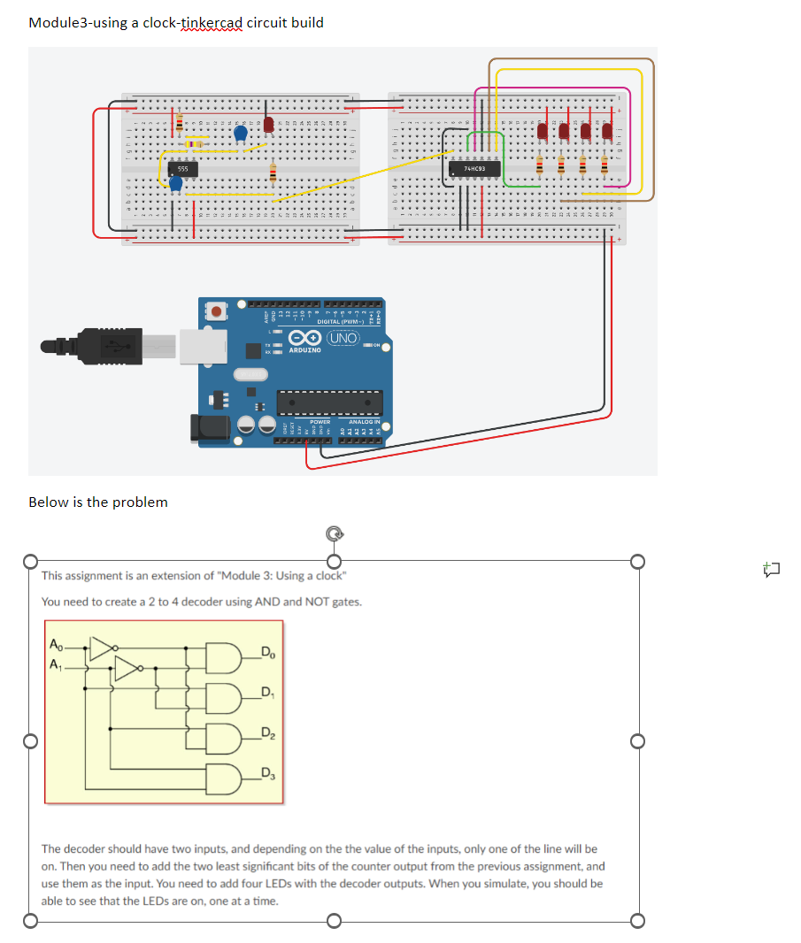  Module3-using a clock-tinkercad circuit build Below is the problem This assignment