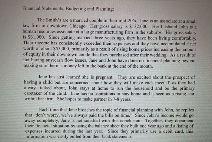 please help. all information and steps are provided. The Smith's are a