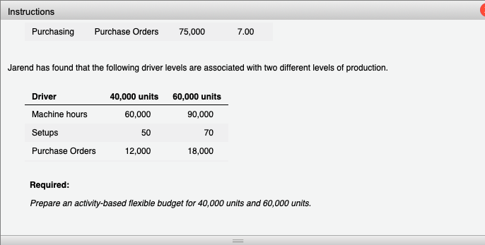  Instructions 7.00 Purchasing Purchase Orders 75,000 Jarend has found that the