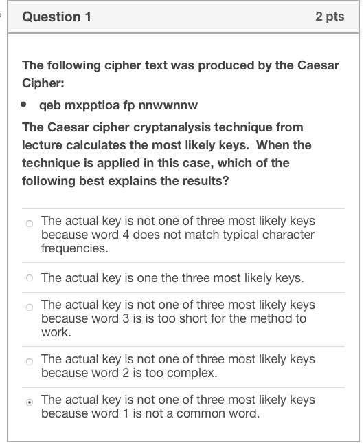 Computer Security Question about the Caesar Cipher: I also don't know this