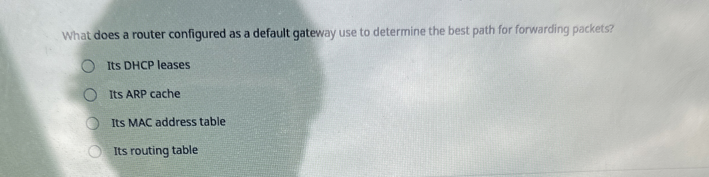  What does a router configured as a default gateway use to