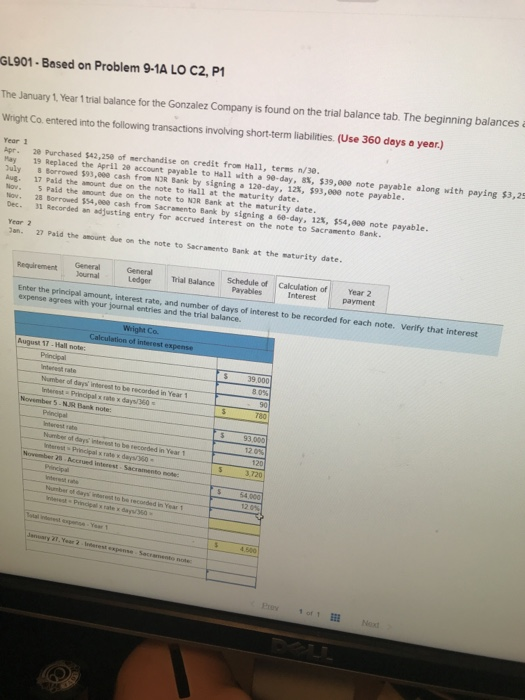 1, Year 1 trial balance for the Gonzalez Company is found on