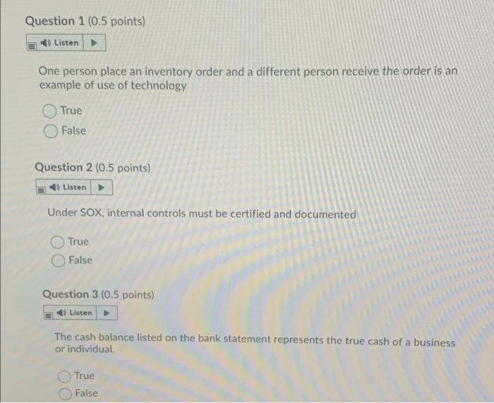 those three questions pls Question 1 (0.5 points) Listen One person place