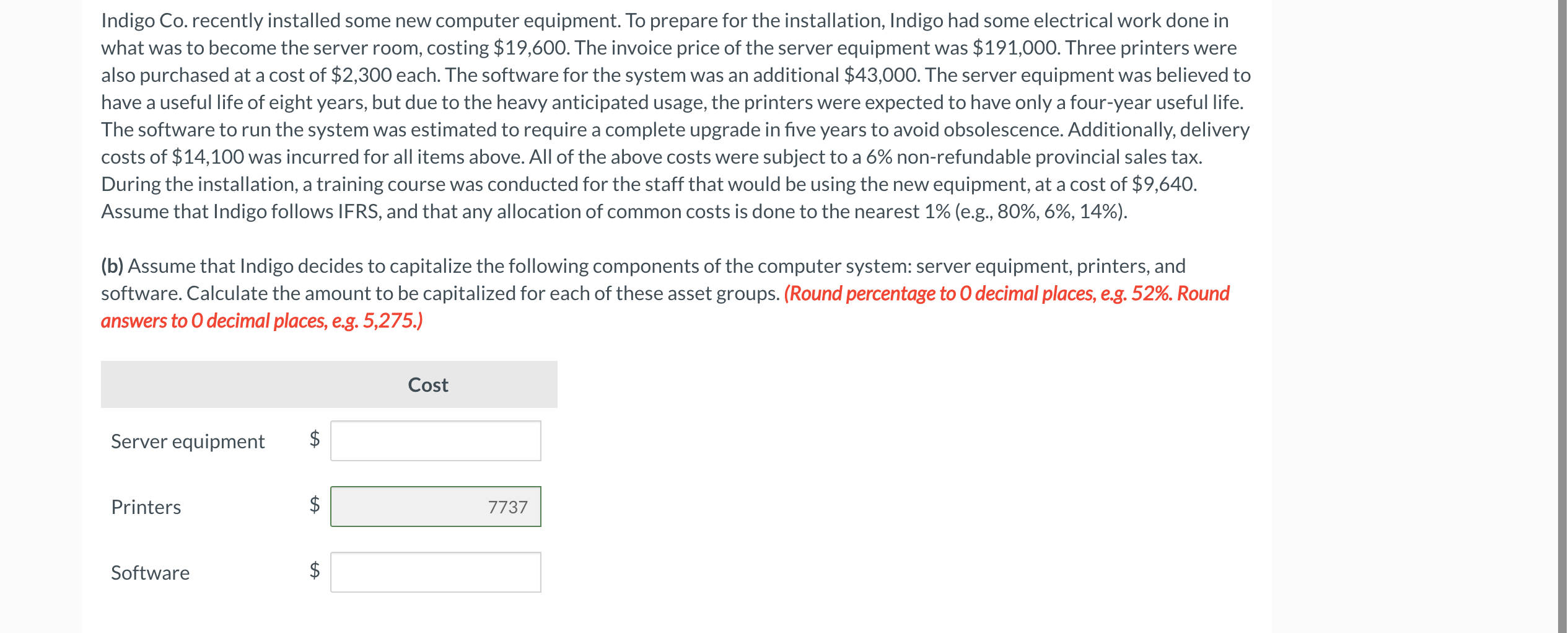 Indigo Co. recently installed some new computer equipment. To prepare for
